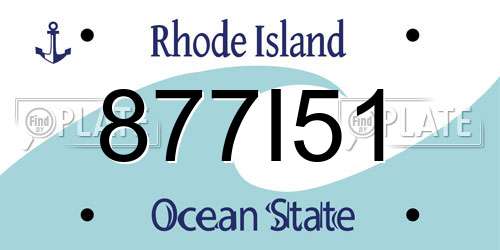 877I51 Rhode Island License Plate