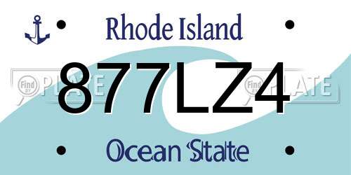 877LZ4 Rhode Island License Plate