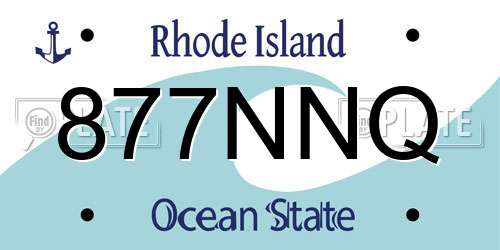 877NNQ Rhode Island License Plate