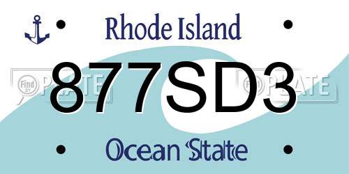 877SD3 Rhode Island License Plate