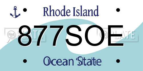 877SOE Rhode Island License Plate