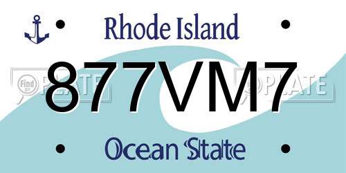 877VM7 Rhode Island License Plate