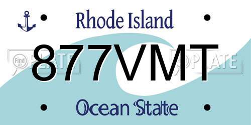 877VMT Rhode Island License Plate