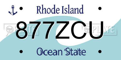 877ZCU Rhode Island License Plate