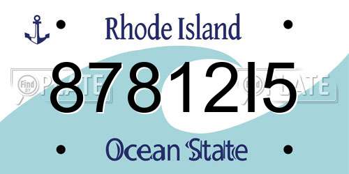 87812I5 Rhode Island License Plate