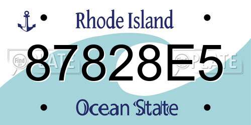 87828E5 Rhode Island License Plate