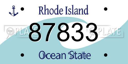 87833 Rhode Island License Plate