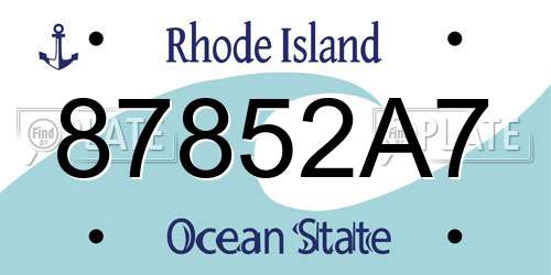 87852A7 Rhode Island License Plate