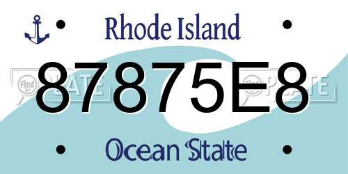 87875E8 Rhode Island License Plate