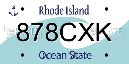 878CXK Rhode Island License Plate