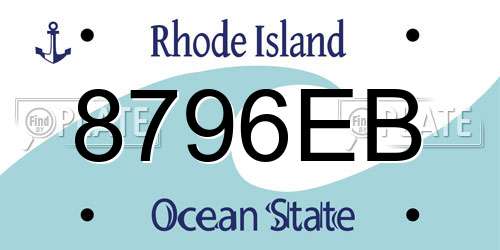 8796EB Rhode Island License Plate