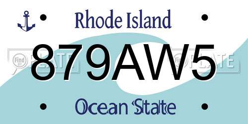 879AW5 Rhode Island License Plate