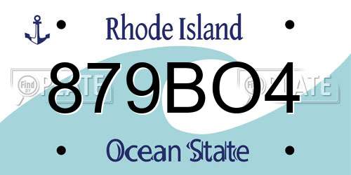 879BO4 Rhode Island License Plate