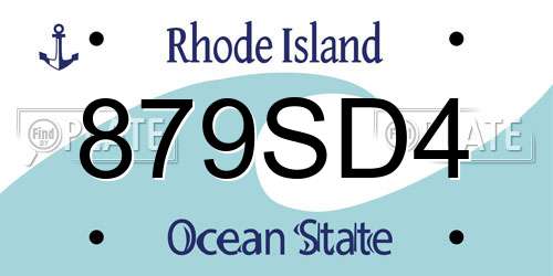 879SD4 Rhode Island License Plate