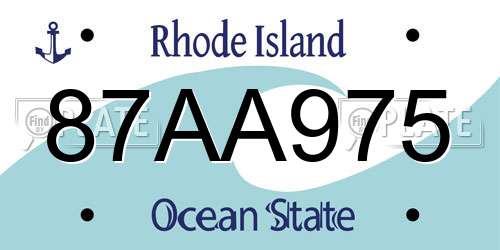 87AA975 Rhode Island License Plate