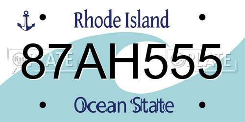 87AH555 Rhode Island License Plate