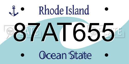 87AT655 Rhode Island License Plate
