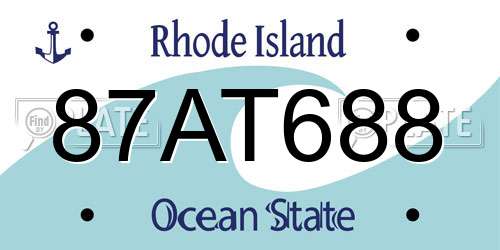 87AT688 Rhode Island License Plate