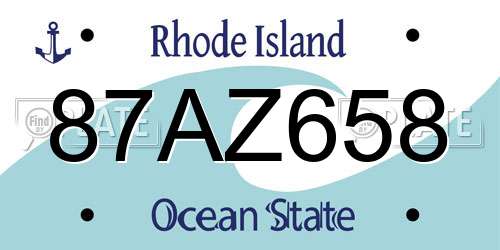 87AZ658 Rhode Island License Plate