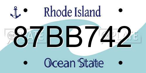 87BB742 Rhode Island License Plate