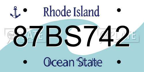 87BS742 Rhode Island License Plate
