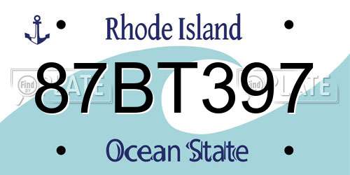 87BT397 Rhode Island License Plate