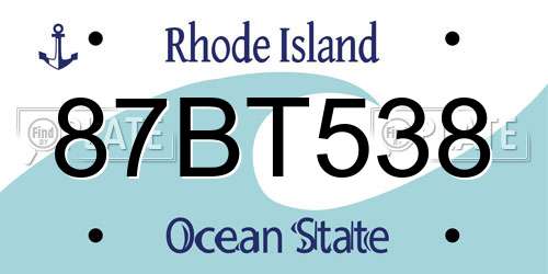 87BT538 Rhode Island License Plate