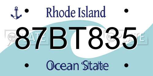 87BT835 Rhode Island License Plate