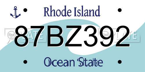 87BZ392 Rhode Island License Plate