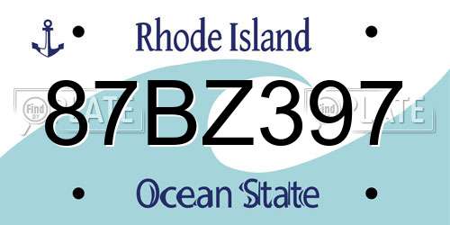 87BZ397 Rhode Island License Plate