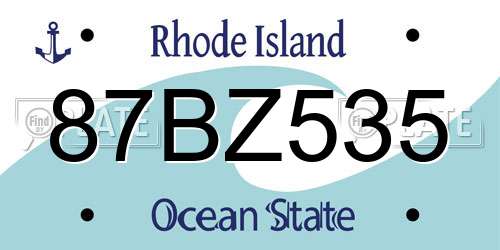 87BZ535 Rhode Island License Plate