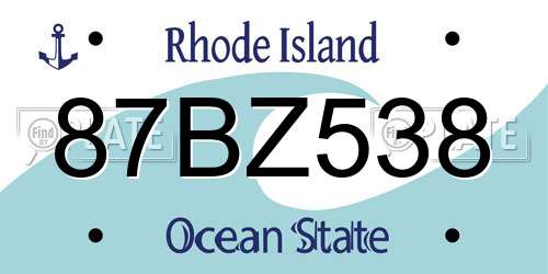 87BZ538 Rhode Island License Plate