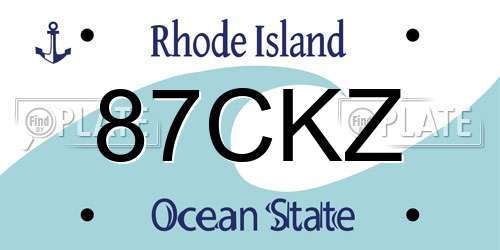 87CKZ Rhode Island License Plate
