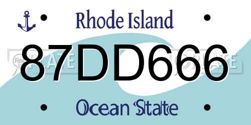 87DD666 Rhode Island License Plate