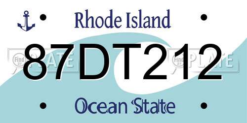 87DT212 Rhode Island License Plate