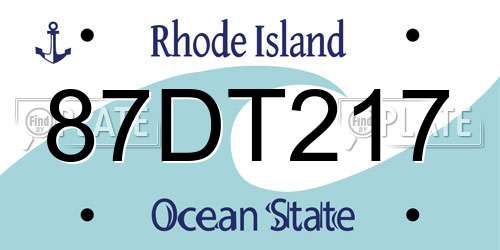 87DT217 Rhode Island License Plate