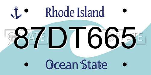 87DT665 Rhode Island License Plate