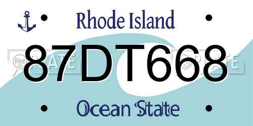 87DT668 Rhode Island License Plate