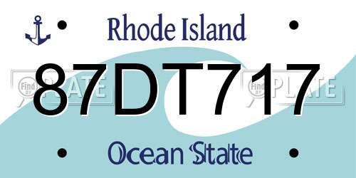 87DT717 Rhode Island License Plate