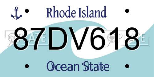 87DV618 Rhode Island License Plate
