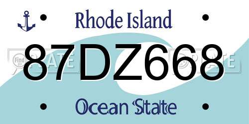 87DZ668 Rhode Island License Plate