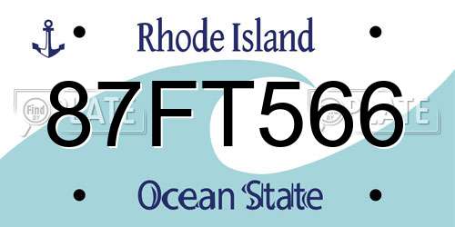 87FT566 Rhode Island License Plate