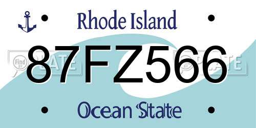 87FZ566 Rhode Island License Plate