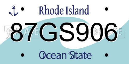 87GS906 Rhode Island License Plate