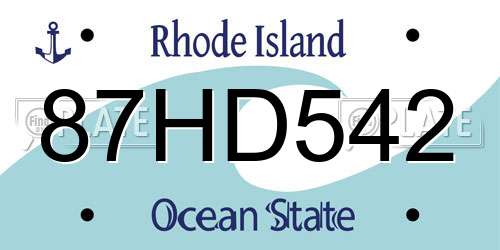 87HD542 Rhode Island License Plate