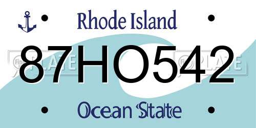 87HO542 Rhode Island License Plate