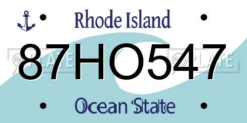 87HO547 Rhode Island License Plate