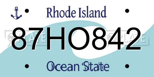 87HO842 Rhode Island License Plate