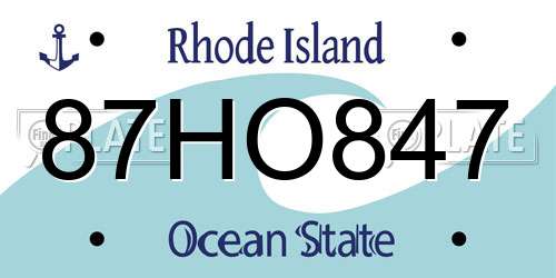 87HO847 Rhode Island License Plate