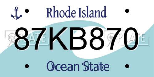 87KB870 Rhode Island License Plate
